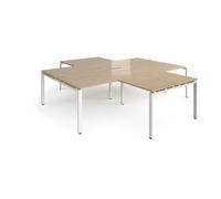 Adapt back to back 4 desk cluster 2800mm x 1600mm with 800mm return desks - white frame, kendal oak top
