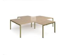 Adapt back to back 4 desk cluster 3200mm x 1600mm with 800mm return desks - green frame, kendal oak top