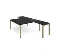 Adapt back to back desks 1600mm x 1600mm with 800mm return desks - green frame, black top