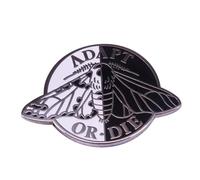 Adapt or Die Black White Peppered Moth Moths Yin Yang Darwin Biology Evolution 1.25" Enamel Pin Badge, 1.25 inches, Enamel, enamel