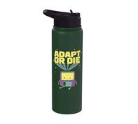 Adapt or Die - Cute 80's 90's Floppy Disk Cartoon- TFS Stainless Steel Insulated Water Bottle
