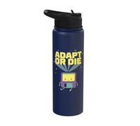 Adapt or Die - Cute 80's 90's Floppy Disk Cartoon- TFS Stainless Steel Insulated Water Bottle