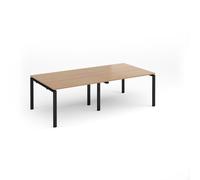 Adapt rectangular boardroom table 2400mm x 1200mm - black frame, beech top