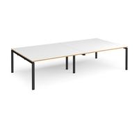 Adapt rectangular boardroom table 3200mm x 1600mm - black frame, white top with oak edging