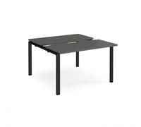 Adapt sliding top back to back desks 1200mm x 1200mm - black frame, storm grey top