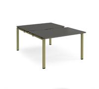 Adapt sliding top back to back desks 1200mm x 1600mm - green frame, storm grey top
