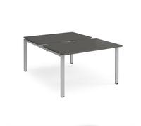 Adapt sliding top back to back desks 1200mm x 1600mm - silver frame, storm grey top
