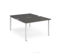 Adapt sliding top back to back desks 1200mm x 1600mm - white frame, storm grey top