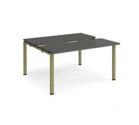 Adapt sliding top back to back desks 1400mm x 1200mm - green frame, storm grey top