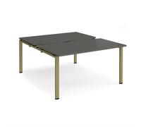 Adapt sliding top back to back desks 1400mm x 1600mm - green frame, storm grey top