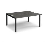 Adapt sliding top back to back desks 1600mm x 1200mm - black frame, storm grey top