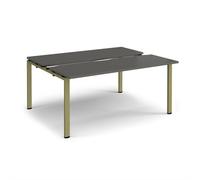 Adapt sliding top back to back desks 1600mm x 1200mm - green frame, storm grey top