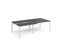 Adapt sliding top double back to back desks 2400mm x 1200mm - white frame, storm grey top