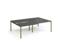 Adapt sliding top double back to back desks 2400mm x 1600mm - green frame, storm grey top