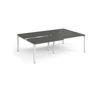 Adapt sliding top double back to back desks 2400mm x 1600mm - white frame, storm grey top