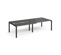 Adapt sliding top double back to back desks 2800mm x 1200mm - black frame, storm grey top
