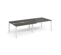 Adapt sliding top double back to back desks 2800mm x 1200mm - white frame, storm grey top