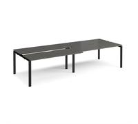Adapt sliding top double back to back desks 3200mm x 1200mm - black frame, storm grey top