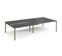 Adapt sliding top double back to back desks 3200mm x 1600mm - green frame, storm grey top
