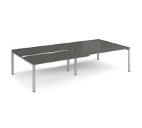 Adapt sliding top double back to back desks 3200mm x 1600mm - silver frame, storm grey top