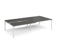 Adapt sliding top double back to back desks 3200mm x 1600mm - white frame, storm grey top