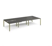 Adapt sliding top triple back to back desks 3600mm x 1600mm - green frame, storm grey top