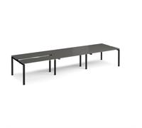 Adapt sliding top triple back to back desks 4200mm x 1200mm - black frame, storm grey top