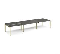 Adapt sliding top triple back to back desks 4200mm x 1200mm - green frame, storm grey top