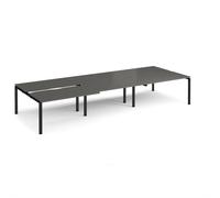 Adapt sliding top triple back to back desks 4200mm x 1600mm - black frame, storm grey top
