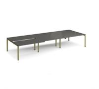 Adapt sliding top triple back to back desks 4200mm x 1600mm - green frame, storm grey top