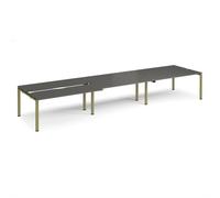 Adapt sliding top triple back to back desks 4800mm x 1200mm - green frame, storm grey top