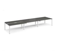 Adapt sliding top triple back to back desks 4800mm x 1200mm - white frame, storm grey top