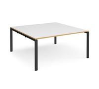 Dams MTO Adapter Square Boardroom Table 1600mm X 1600mm - Black Frame, White Top