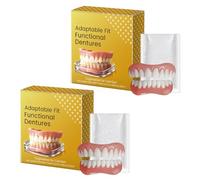 Adaptable Fit Functional Dentures, Advanced Customised Full Denture Set, Suction-Fit Complete Denture, Soft SiliconeDenture Reline Kit (2set)