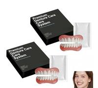 Adaptable Fit Functional Dentures,Full Denture,Resin False Teeth, Complete Upper & Lower Dentures for Daily Use,Easy to Use for Men and Women. (2Piece)