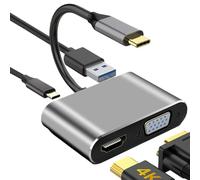 Adaptador - Concentrador 4-en-1 A | Hub 4-en-1 Con Salida De Video 4K | Convertidor De Doble Pantalla Simultánea | Base Multipuerto Portátil Para, Portátiles, Sin C