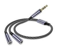 Adaptador Jack Micro y Auriculares,Cable Splitter Jack 3.5mm Macho a 2 Hembra Nylon,0.4M Trenzado Audio Estéreo Splitter Divisor Micrófono Conector para Gaming Headset,PS4,Xbox One,Laptop,Teléfonos,PC