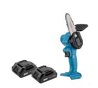 Adapted for Battery 24V Cordless Electric Chain Saw with Lithium Portable Woodworking Cutting Logging Power Tool(Blue with 2 Battery)