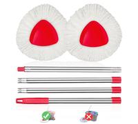 Adaptedfor O-CEDA EasyWring Microfiber Spin Mop Replacement Set - Adjustable Handle, Baser, Spin Mop Head,2 Microfiber Mop Refills,1 Triangle Mop Head Cover and 30-58in Mop Handle Set Combo(White) (2)