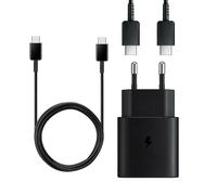 (Adapter & Cable) Samsung EU 2 Pin 2 Amp 25 Watt Super Fast Mains Charger USB-C Data Cable Black