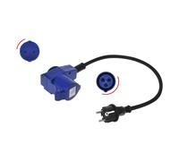 Adapter Cable Schuko Plug To CEE Angle Coupling + Schuko Socket IP44 40Cm