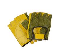 Adapter Universe Driver's Gloves Retro Vintage Leather Fingerless Driving Gloves Cycling Green Yellow