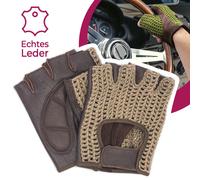 Adapter-Universe Retro Vintage Leather Fingerless Driving Bike Gloves Universal
