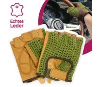 Adapter-Universe Retro Vintage Leather Fingerless Driving Bike Gloves Universal