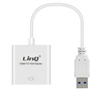 Adapter Video USB 3.0 Male To VGA Female 1080P LinQ White