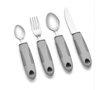 Adaptive Cutlery Set 4-Piece, Easy Grip Cutlery for Arthritic Hands, Food Grade Stainless Steel Utensils for Elderly, Parkinson's, Hand Tremors, Disability Aids