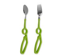 Adaptive Eating Utensils Elderly Anti-shake Easy Grip Curved Handle Spoon and Fork Cutlery Set Adaptive Dining Aid Tablewares for Parkinson Disability Arthritis,2pcs