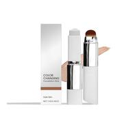 Adaptive Foundation Stick, Buildable Coverage with Collagen Complex, Natural Coverage Concealer, Long-lasting Waterproof Makeup, Includes Detachable Brush (Dark skin tone)