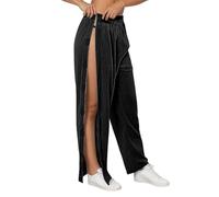 Adaptive Pull On Trousers with Side Pockets Easy On Off Closure for Limited Mobility Post Recovery and Daily Comfort (Black, L)