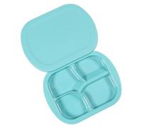 Adaptive Scoop Weighted Non-Slip Plates,Spill-Proof Melamine Bowl with Extra Wall for Elderly/Adults/Handicapped/Arthritis/Hand Tremors to Self-Feeding (Aqua, Quadro Cavities with Cover)